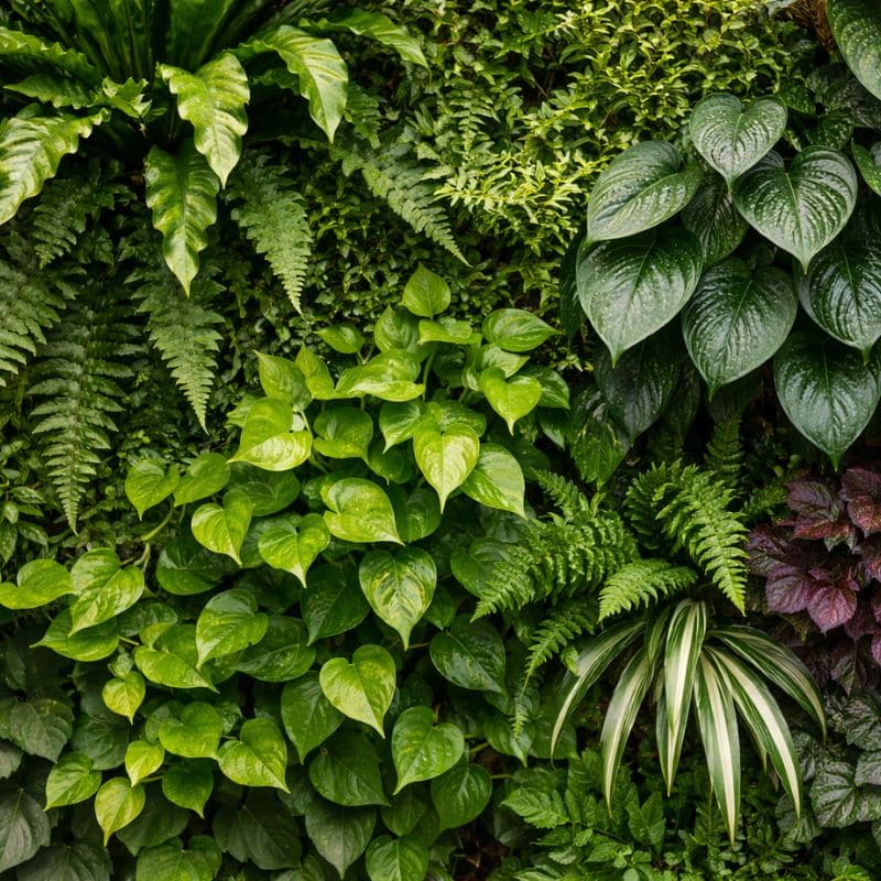 mixed-foliage-of-plant-used-in-vertical-garden