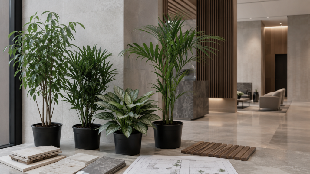 Indoor plant supply in the UAE for a luxury commercial fit out using locally sourced and specialist plants